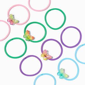 Holographic Rainbow Butterfly Hair Ties - 12 Pack,