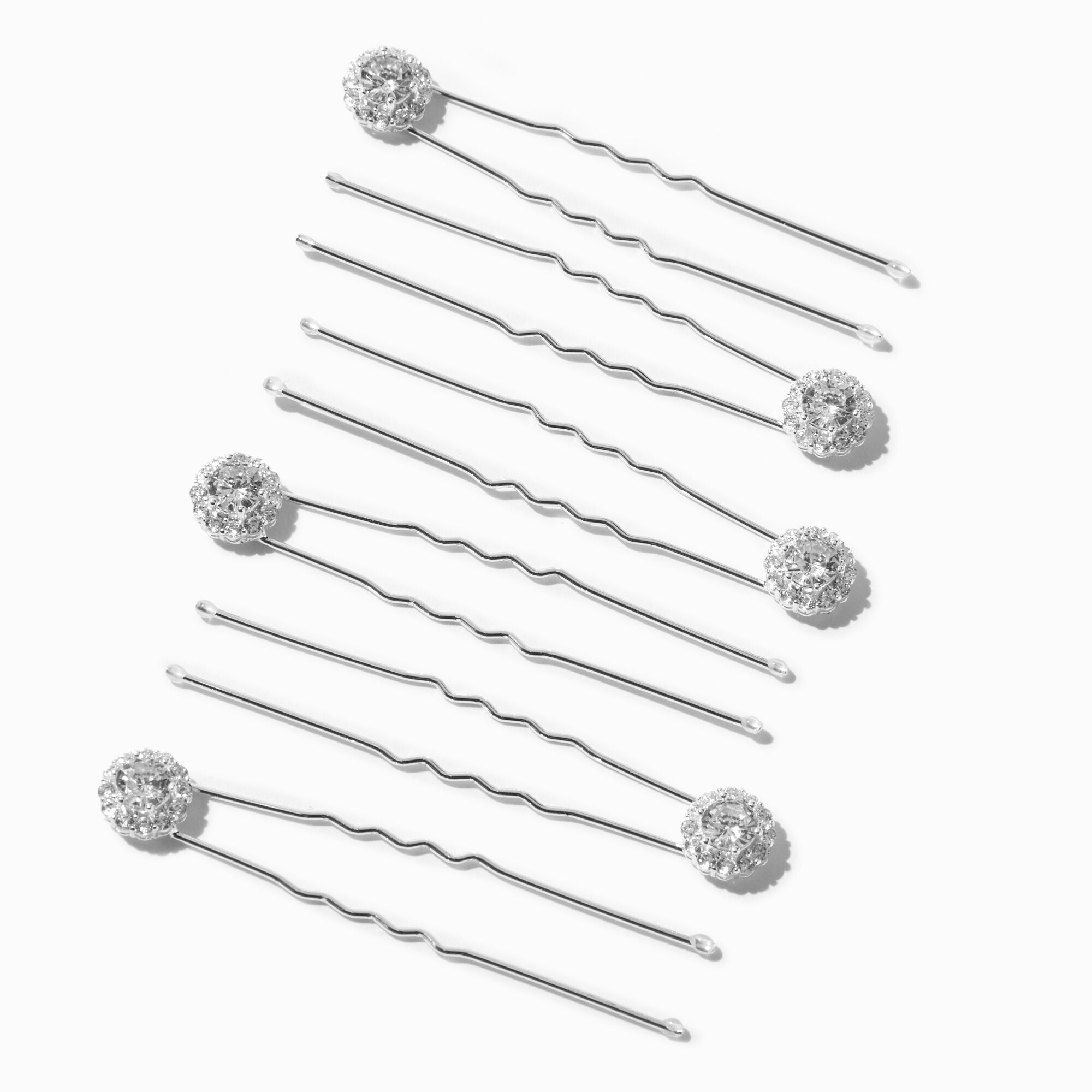 View Claires Tone Halo Hair Pins 6 Pack Silver information