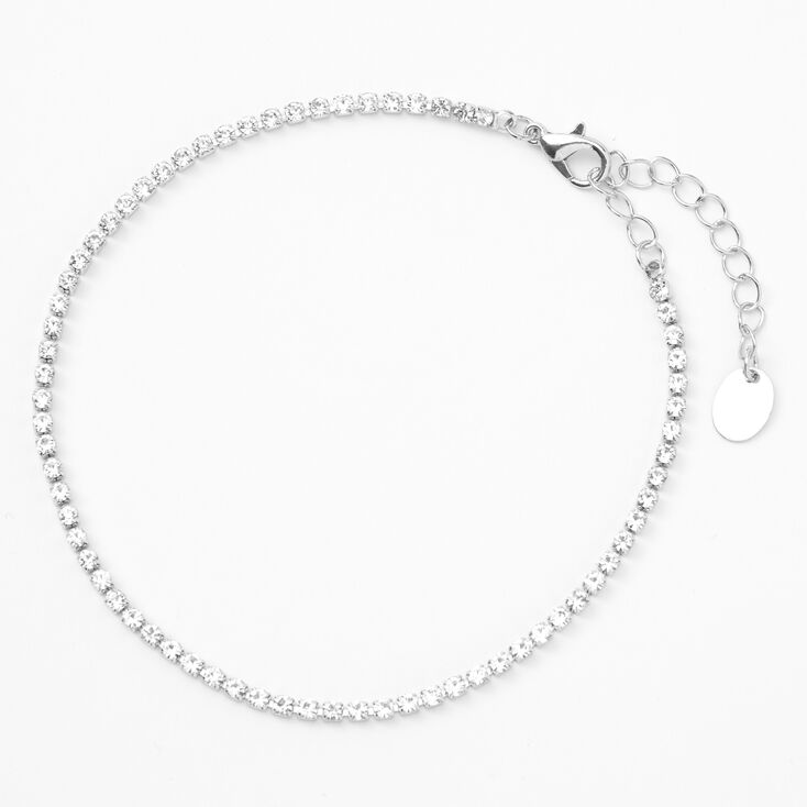 Silver Single Rhinestone Anklet,