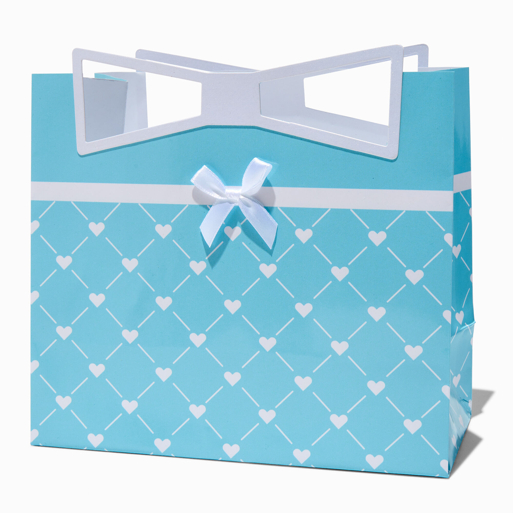 View Claires Hearts Bows Gift Bag Medium Turquoise information