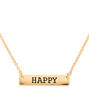 Gold Happy Bar Pendant Necklace,
