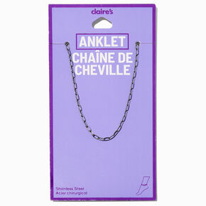 Silver-tone Stainless Steel Paperclip Chain Anklet,