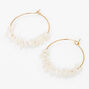 White Stone 25MM Gold Hoop Earrings,