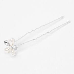 Pearl &amp; Crystal Floral Hair Pins - 6 Pack,