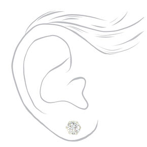C LUXE by Claire&#39;s Sterling Silver Cubic Zirconia 4MM, 5MM, 6MM Round Stud Earrings - 3 Pack ,