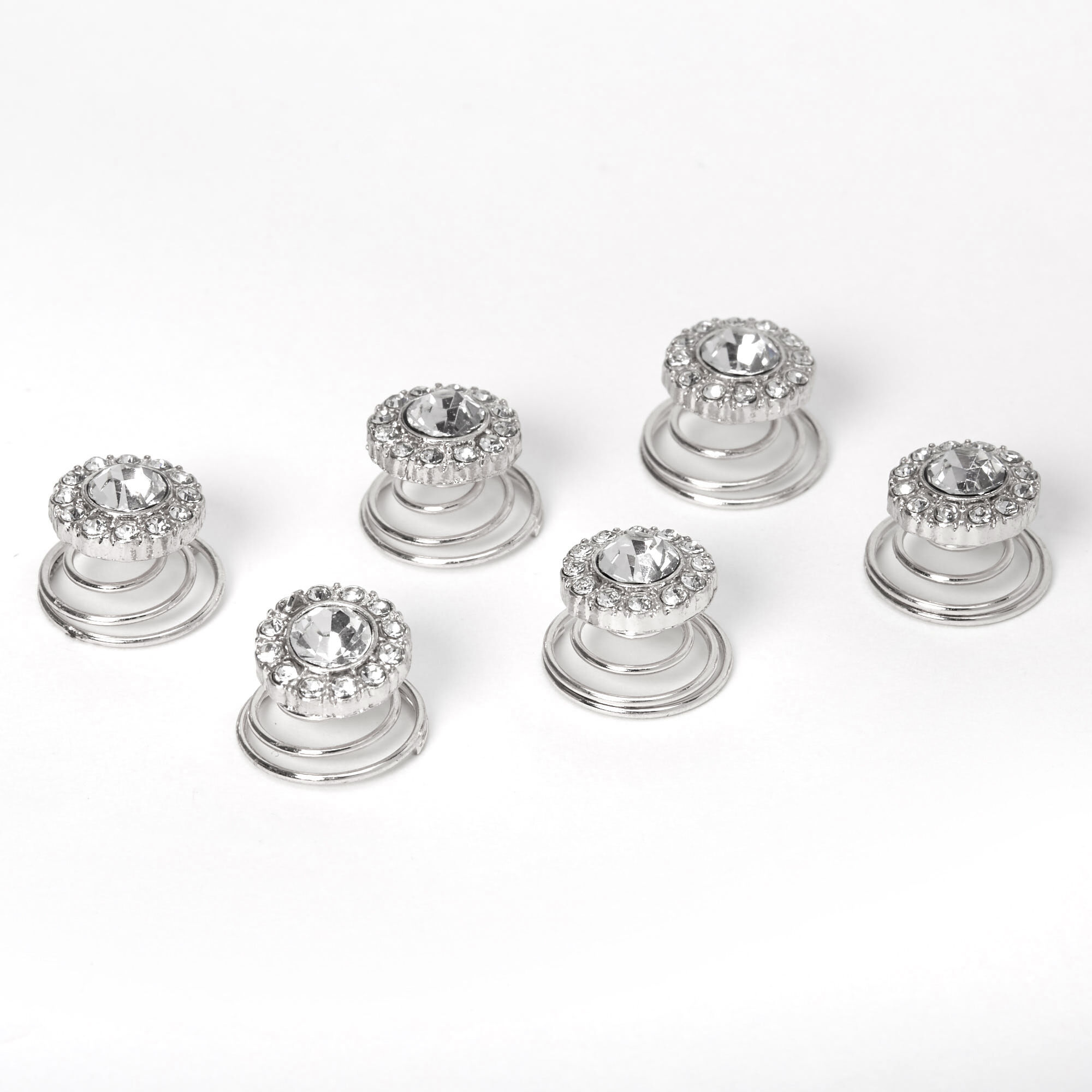 Silver Rhinestone Halo Hair Spinners 6 Pack Claire s US