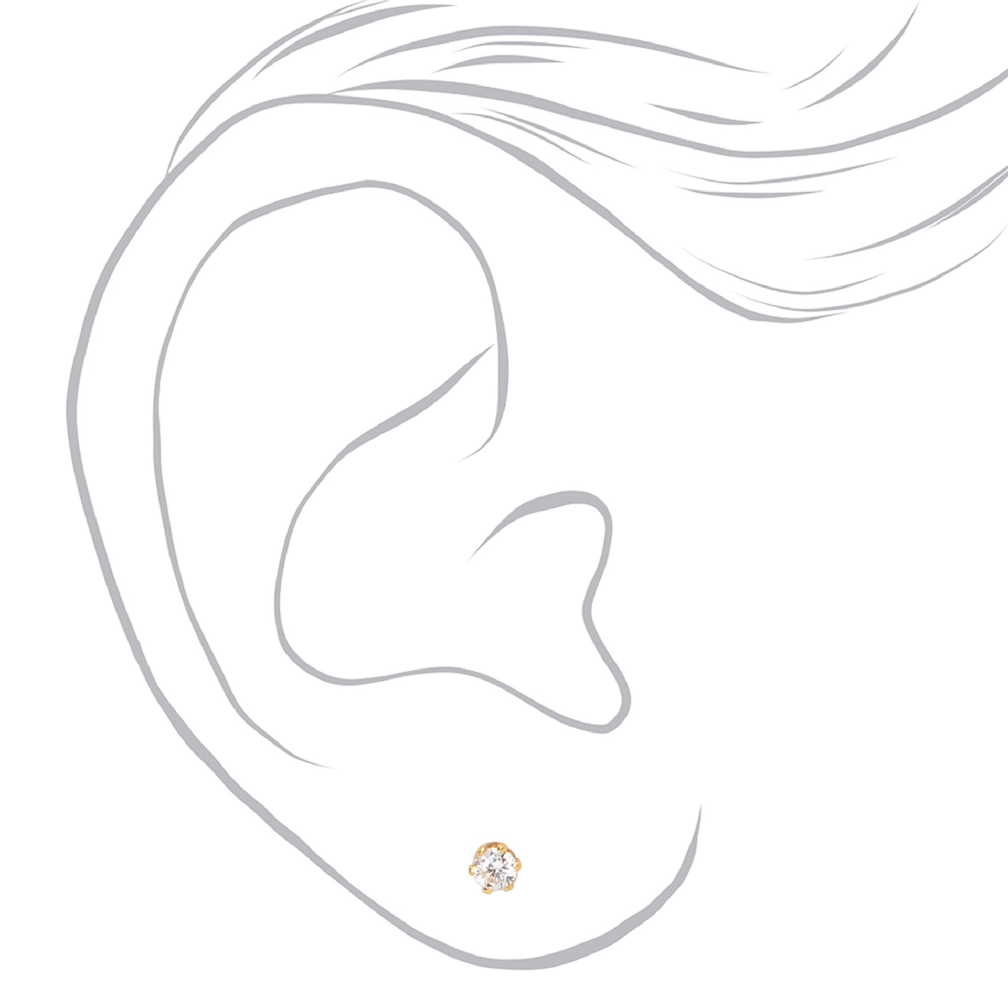 C LUXE by Claire's 18kt Gold Plated Cubic Zirconia 2mm & 3mm Stud Earrings - 2 Pack,