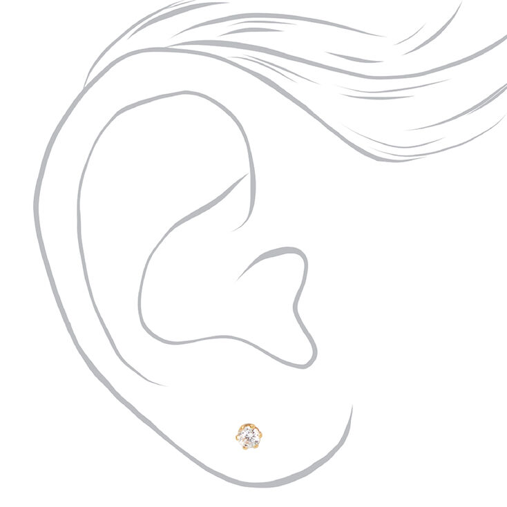 C LUXE by Claire&#39;s 18kt Gold Plated Cubic Zirconia 2mm &amp; 3mm Stud Earrings - 2 Pack,