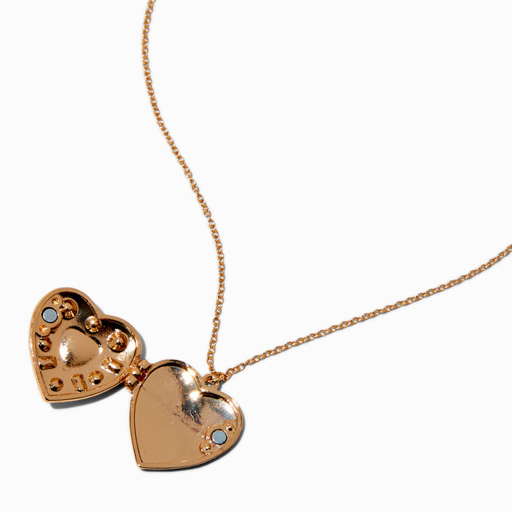UV Color-Changing Purple Mosaic Heart Locket Pendant Necklace,