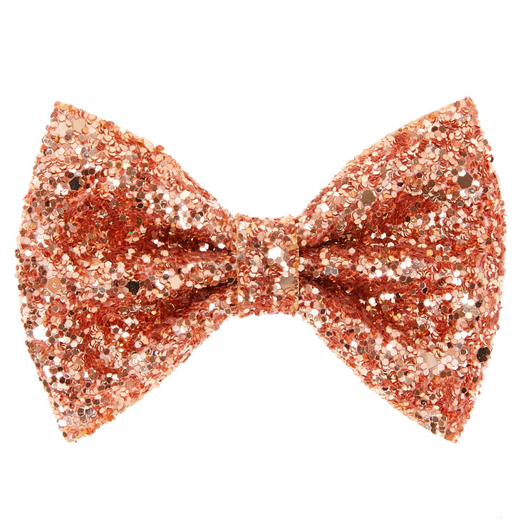 Glitter Mini Hair Bow Clip - Rose Gold | Claire's