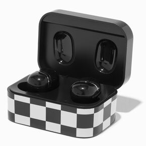 Wireless Earbuds in Case - Black &amp; White Check,