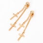 Gold-tone 2&quot; Double Cross Front and Back Drop Earrings,