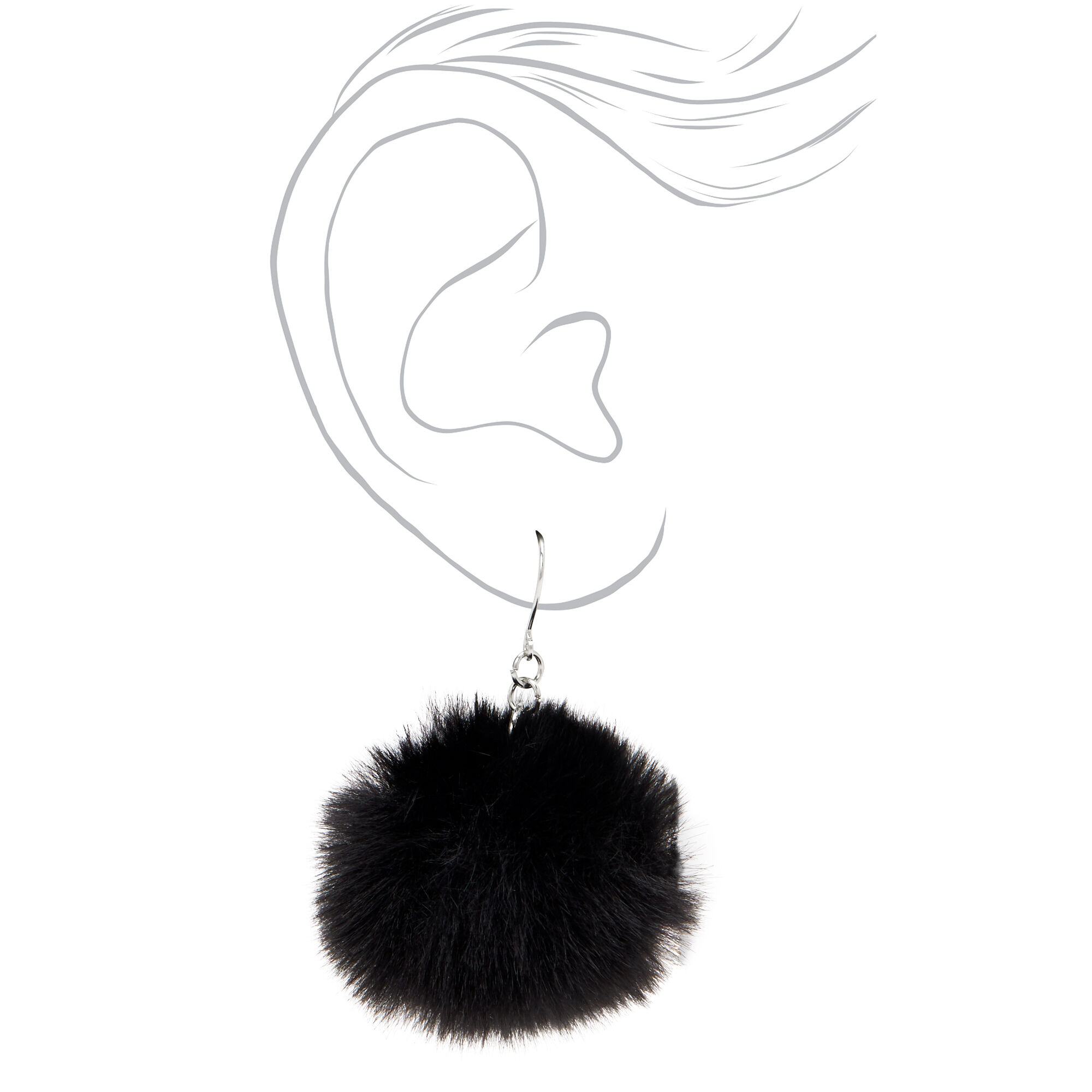 Black pom pom earrings online