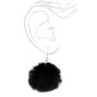 Silver 2&quot; Pom Pom Drop Earrings - Black,