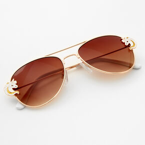Claire&#39;s Club Unicorn Aviator Sunglasses - Gold,