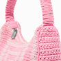 Pink Crochet Heart Shield Shoulder Handbag,