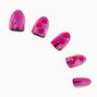 Puffy Heart Pink Chrome Short Almond Vegan Faux Nail Set - 24 Pack,