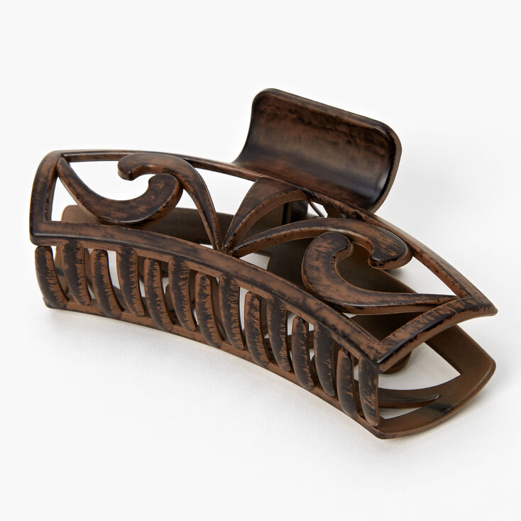 Pince &agrave; cheveux avec d&eacute;coupe en bois d&#39;imitation - Marron,