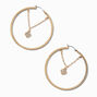 Gold-tone Crystal Clover Chain 60mm Hoop Earrings,