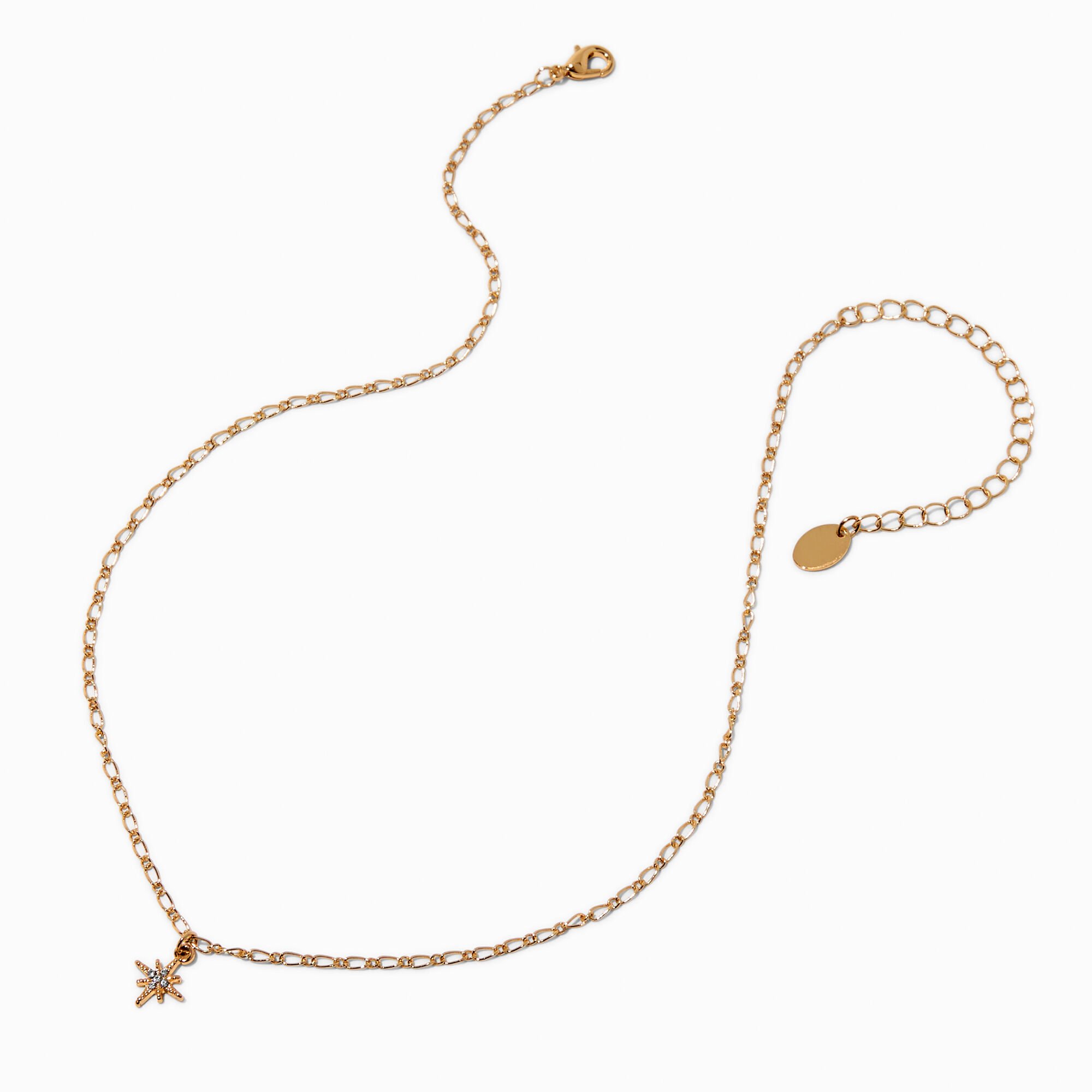 Collier à pendentif étoile rayonnante couleur dorée,
