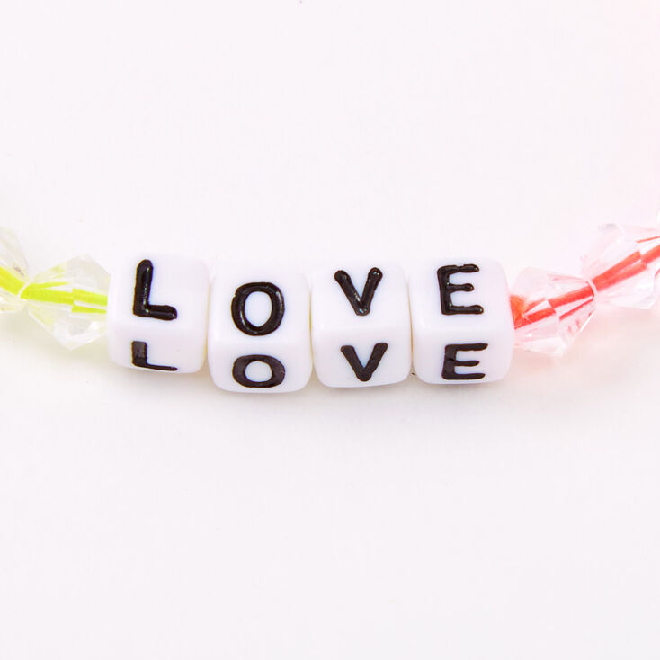 Ombre Rainbow Love Beaded Stretch Bracelet,