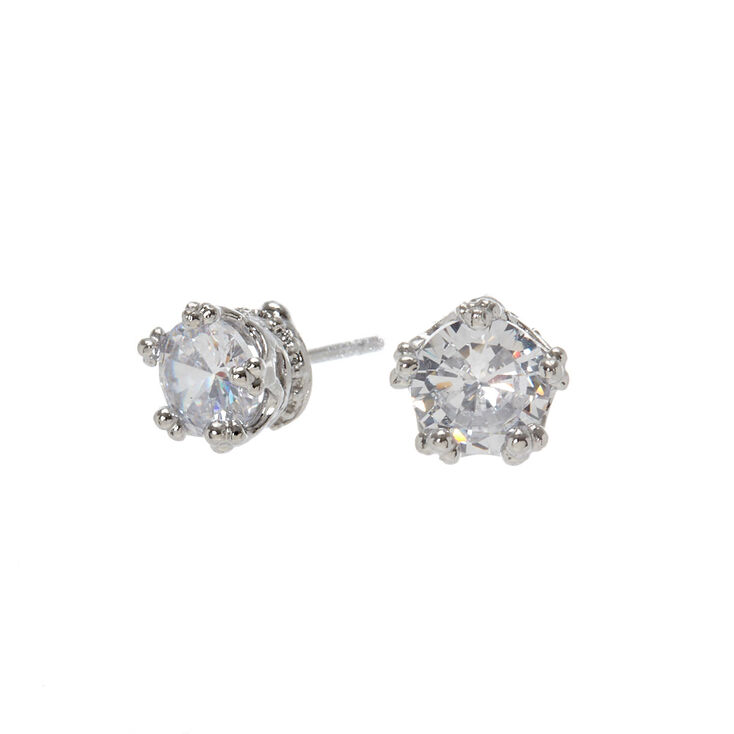 Silver Cubic Zirconia 5mm Round Stud Earrings