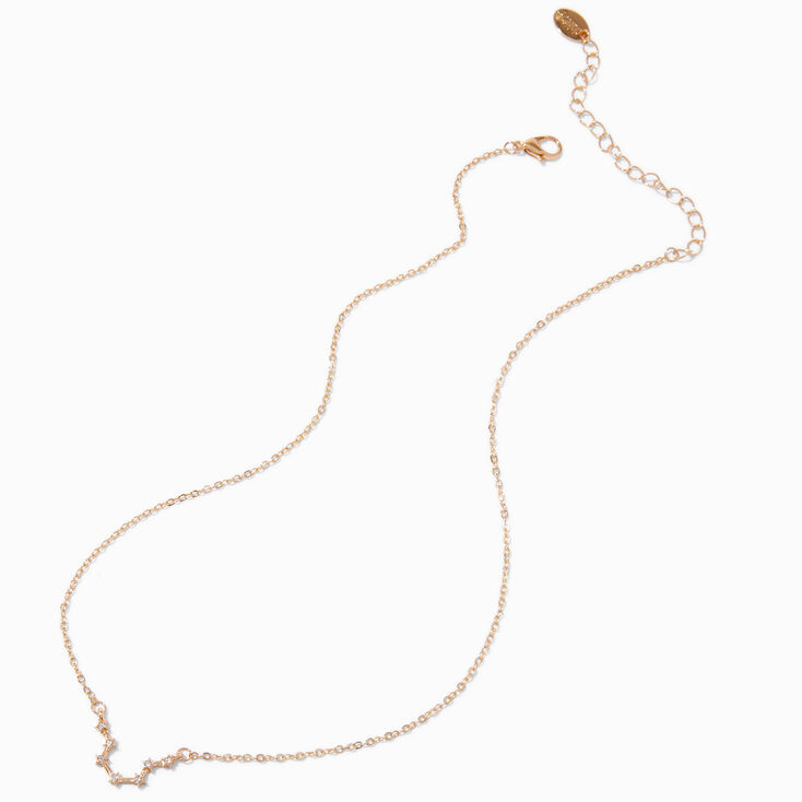 Gold-tone Zodiac Constellation Pendant Necklace - Aquarius,