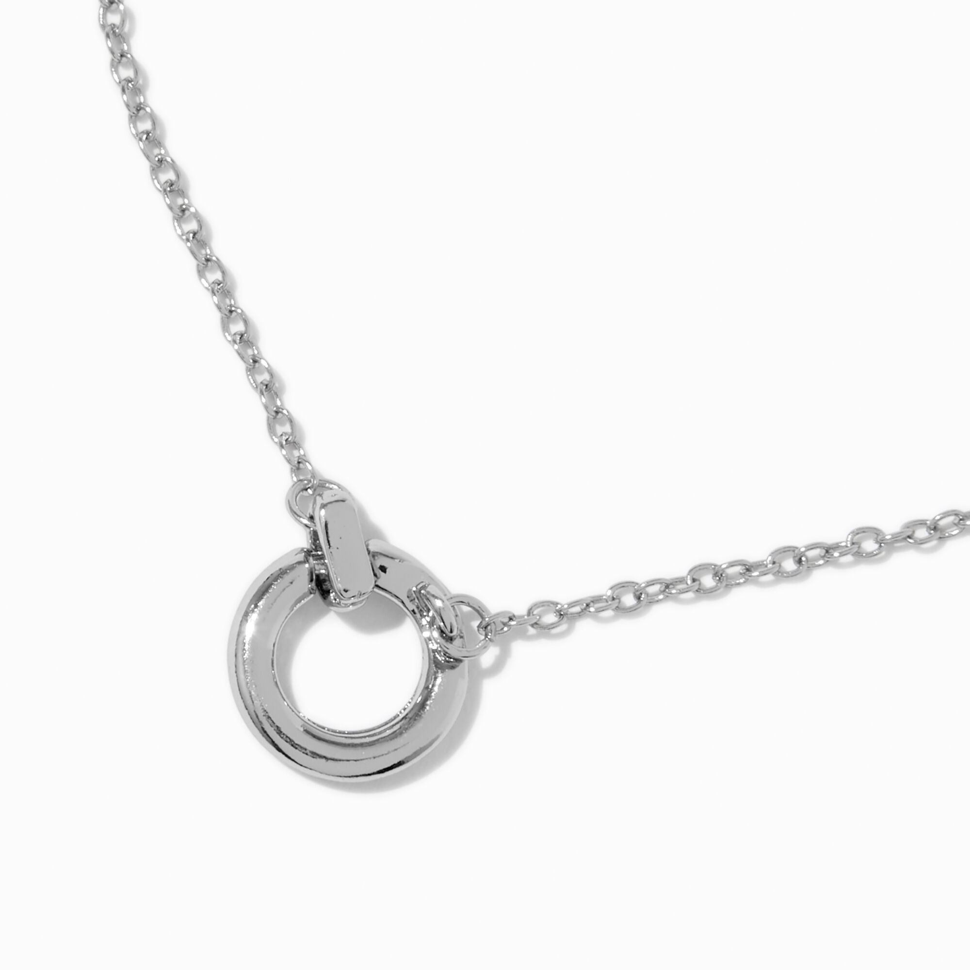 Silver-tone O Ring Pendant Necklace,