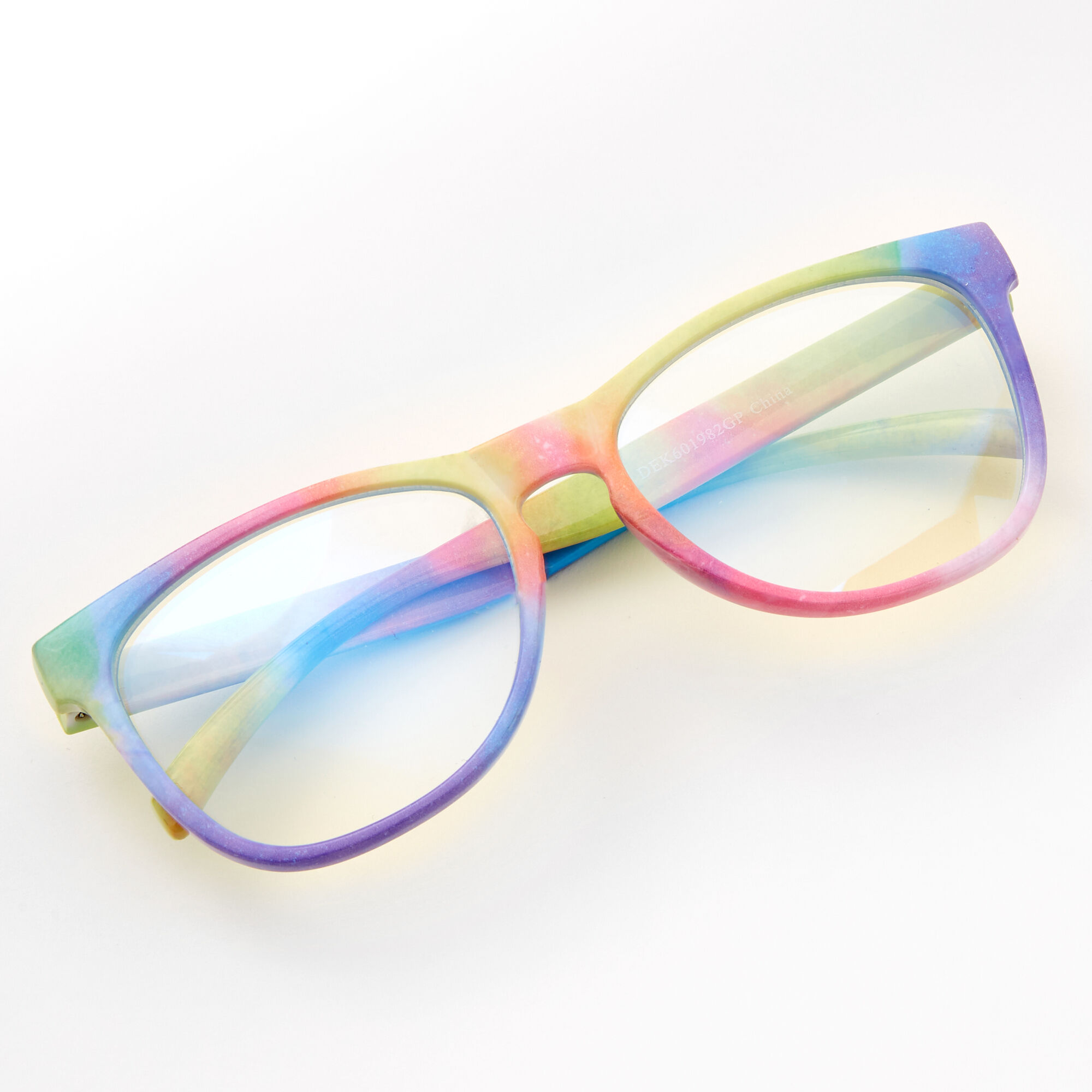 Claire s Club Solar Blue Light Reducing Retro Clear Lens Frames Rainbow
