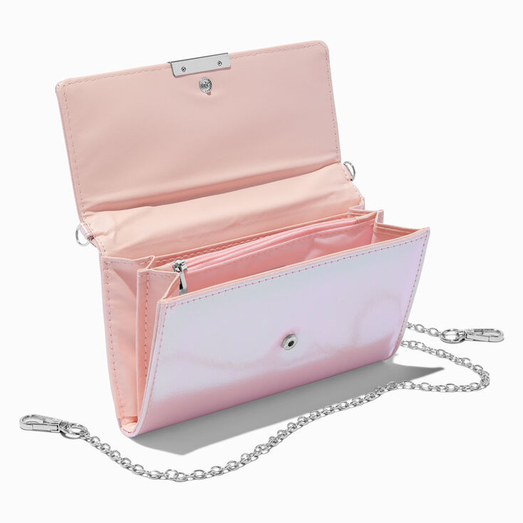 Light Pink Bling Crossbody Wristlet Wallet,