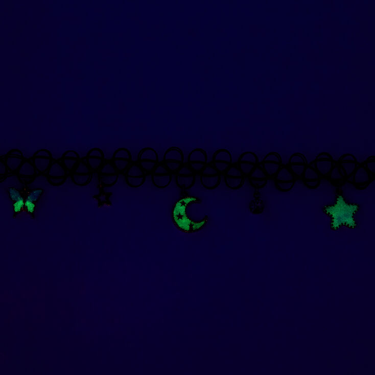 Celestial Glow In The Dark Tattoo Choker Necklace,