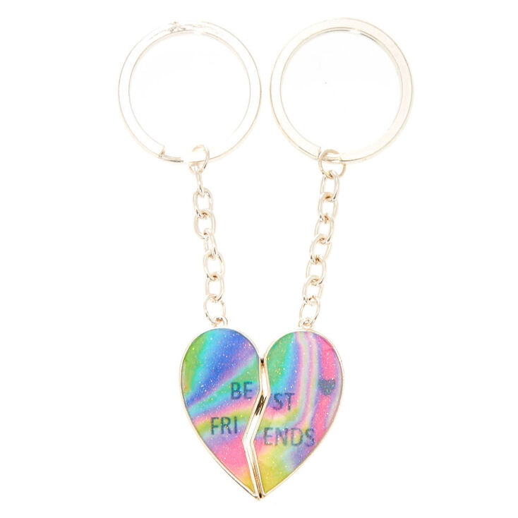 Porte-cl&eacute;s d&#39;amiti&eacute; c&oelig;ur arc-en-ciel effet d&eacute;grad&eacute;,