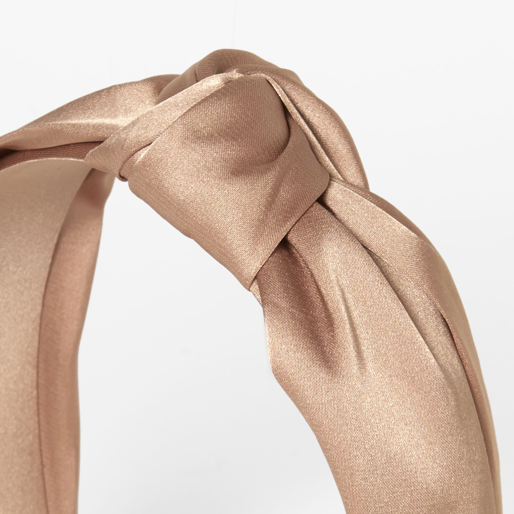 Tan Satin Knotted Headband,