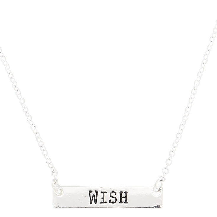 Silver Wish Bar Pendant Necklace,