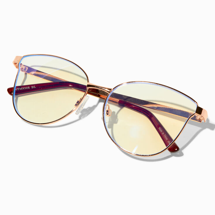 Solar Blue Light Reducing Rose Gold Metal Clear Lens Frames,