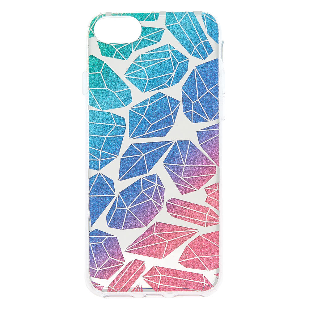 Coque de portable motif diamant arc-en-ciel à paillettes - Compatible avec iPhone 6/7/8,
