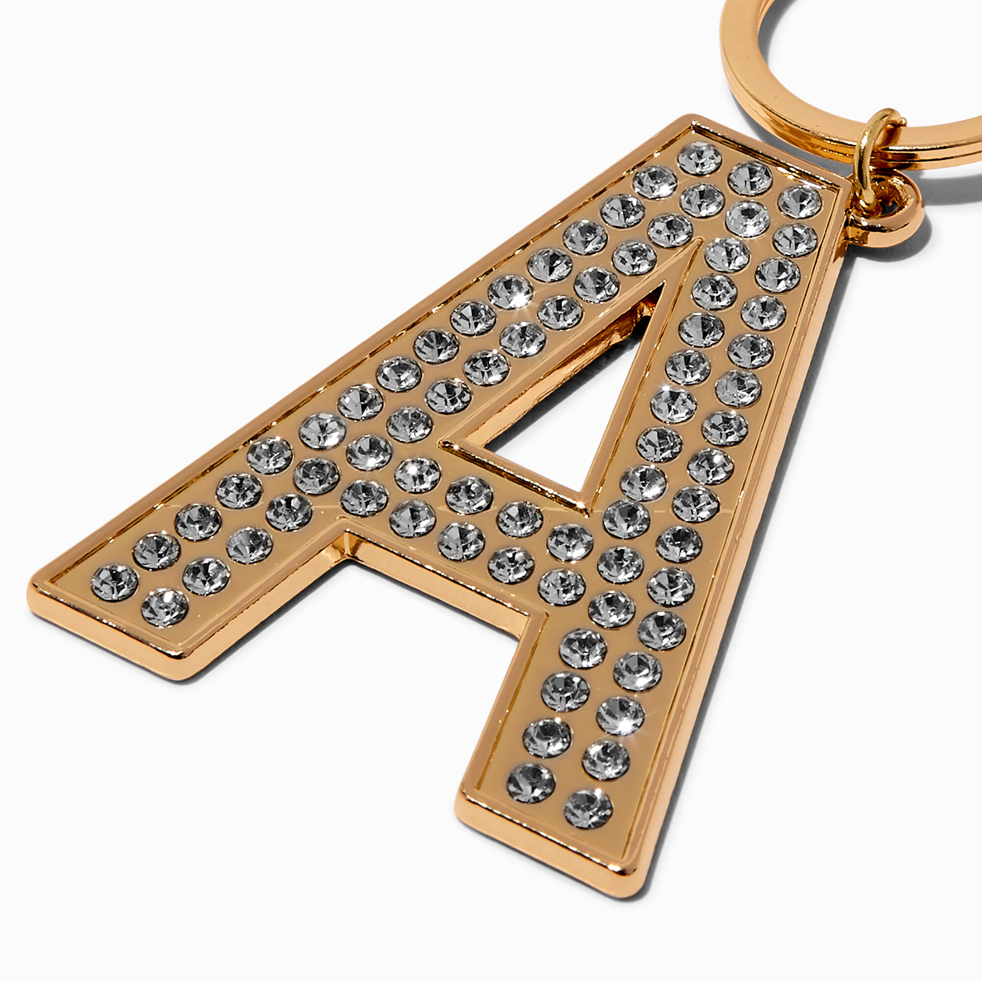 Gold-tone Bedazzled Initial Keychain