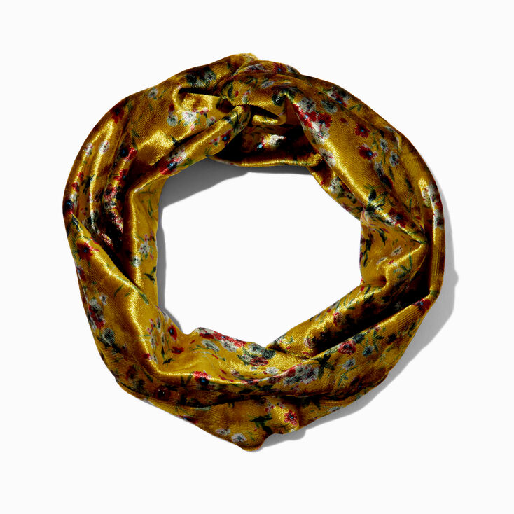 Mustard Yellow Velvet Floral Headwrap,