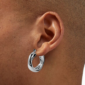 Silver-tone Criss-Cross Hoop Earrings,