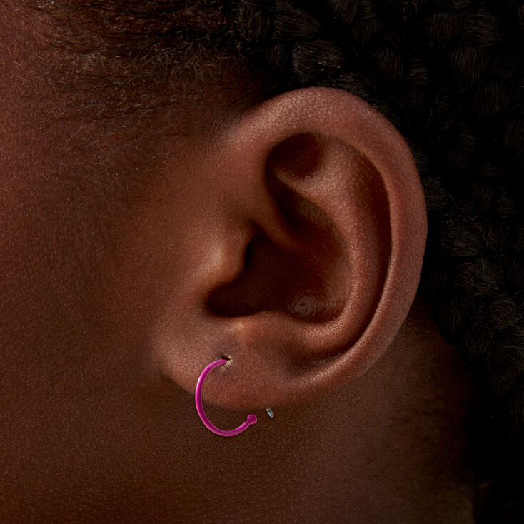 Rainbow Neon Hoop Earrings - 6 Pack,