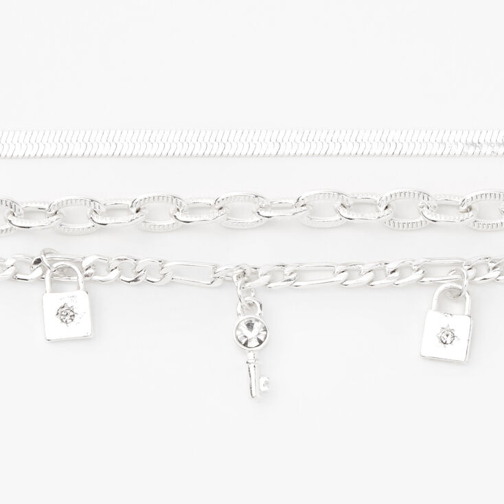 Silver-tone  Chain Bracelets - 3 Pack,