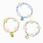 Claire&#39;s Club Spring Floral Beaded Charm Stretch Bracelets - 3 Pack,