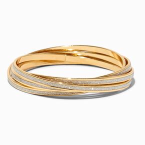 Gold-tone 5-in-1 Glitter Bangle Bracelet,