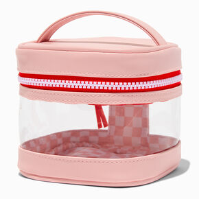 Pink Checkered Square Makeup Bag,