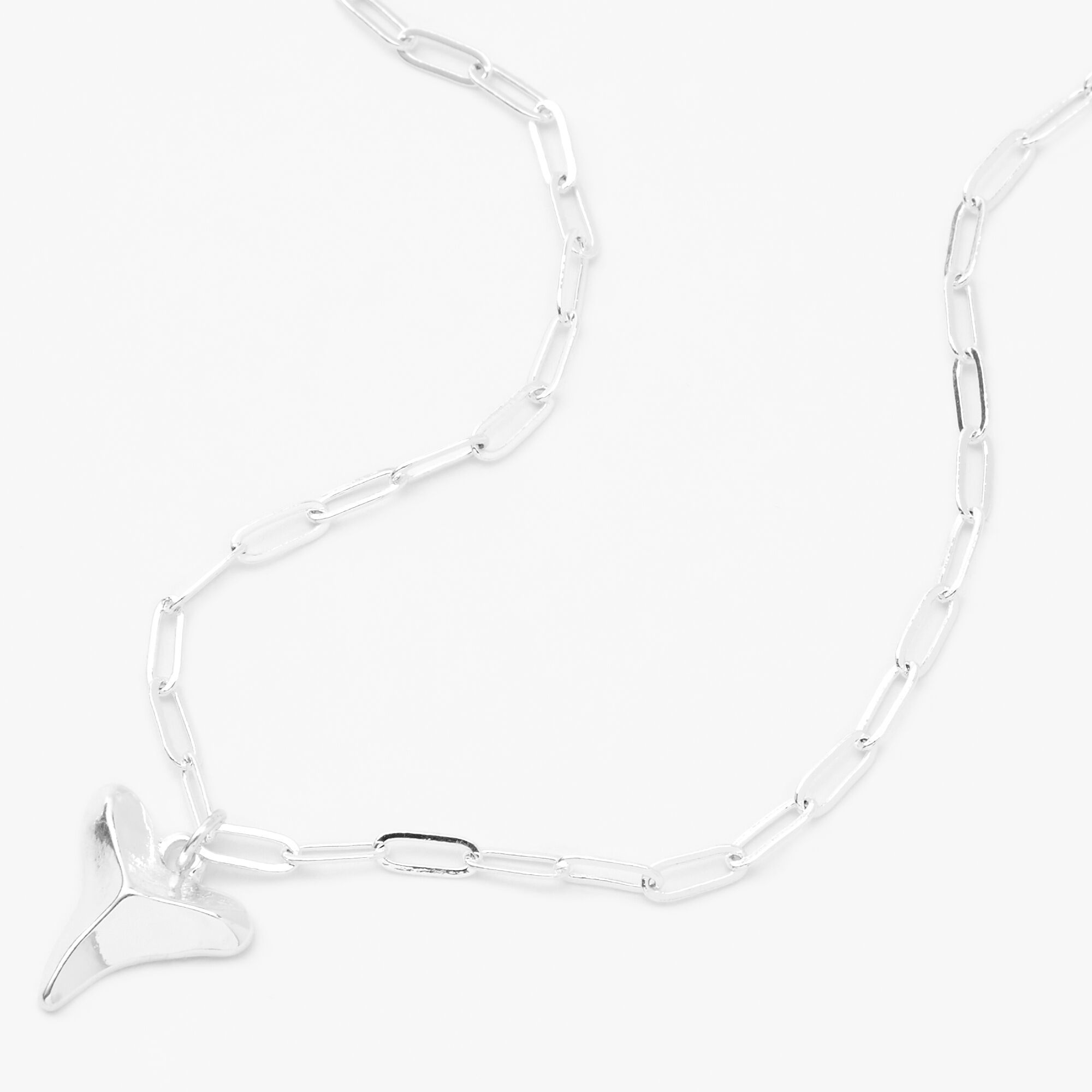 Silver Shark's Tooth Pendant Necklace,