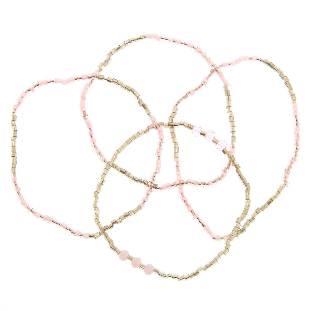Beaded Stretch Bracelets - Pink, 4 Pack,