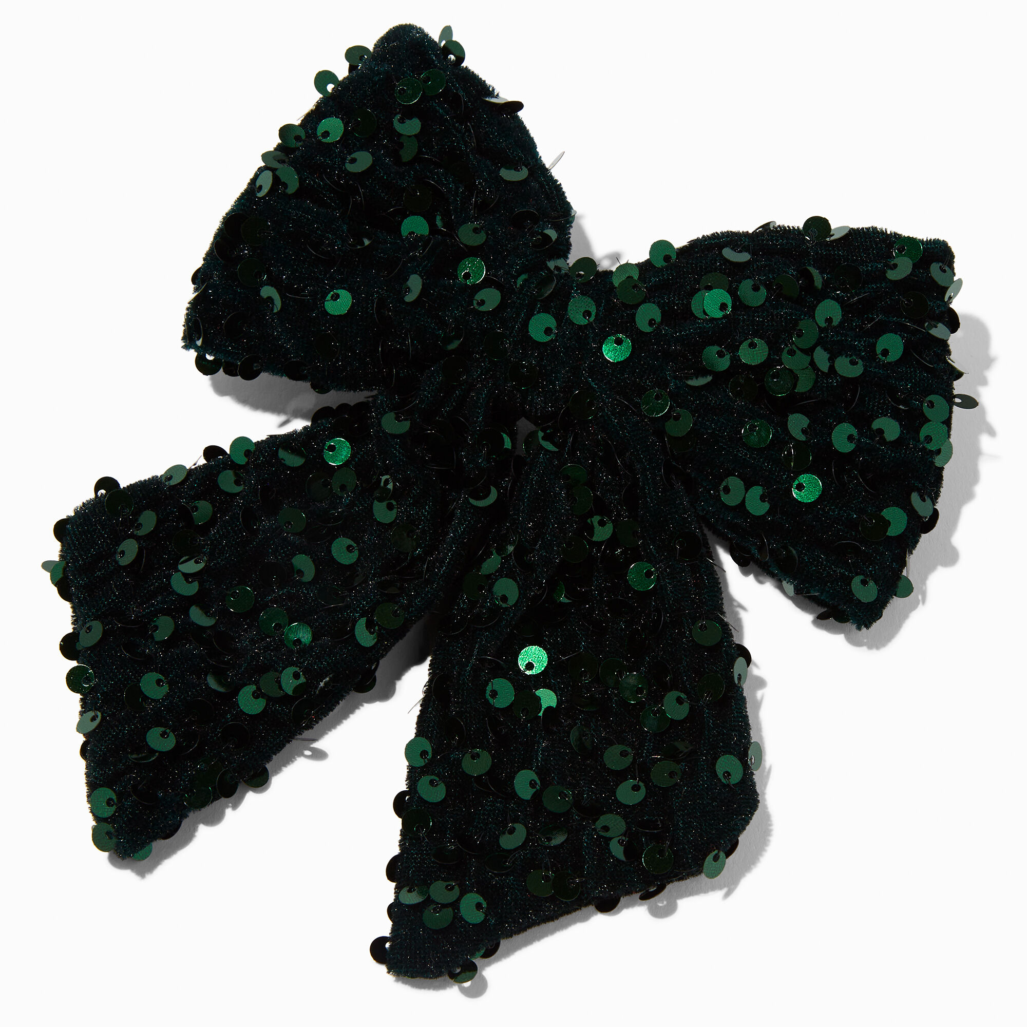 Emerald Sequin Hair Bow Clip,
