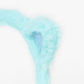 Claire&#39;s Club Plush Mint Glitter Cat Ears Headband,