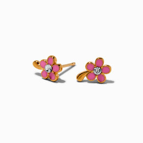 C LUXE by Claire&#39;s 18kt Gold Plated Pink Flower Stud Earrings,