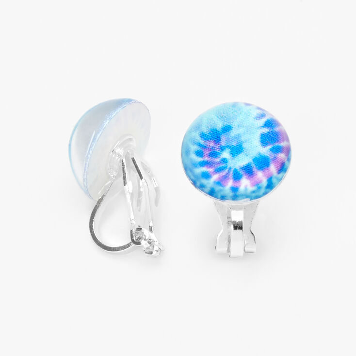 Pastel Tie-Dye Clip-On Earrings - Blue,